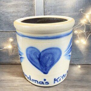 Shadow Lawn Pottery Stoneware Salt Glaze Vase Utensil Holder Grandmas Kitchen